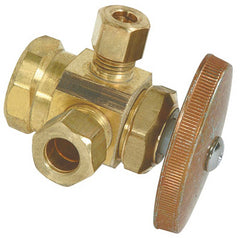 True Value R1700RXRD Brass Dual Outlet Stop Valve 1/2-In. x 3/8-In. x 1/4-In.