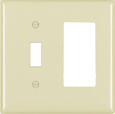 True Value TP126ICC12 Pass & Seymour - Legrand Ivory 1-Toggle & 1 Decorator Opening Nylon Wall Plate