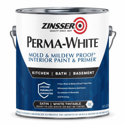 TRUE VALUE 2711 Zinsser Perma-White Gallon White Satin Mold & Mildew Proof Interior Paint