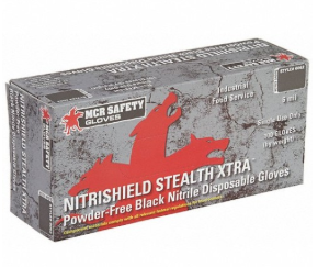 MCR Safety 6062M Nitrile Disposable Gloves NitriShield Stealth Xtra Medium Black Replacement MPN