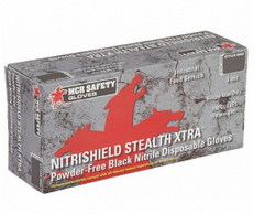 MCR Safety 6062M Nitrile Disposable Gloves NitriShield Stealth Xtra Medium Black Replacement MPN