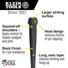 Klein Tools 3255 Broad-Head Bull Pin 1-1/4 Inch