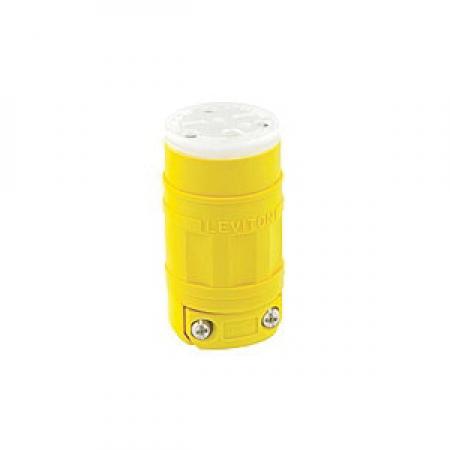 Leviton 15W49 15-Amp 250 Volt Straight Blade Industrial Grade Connector Grounding Wetguard Yellow