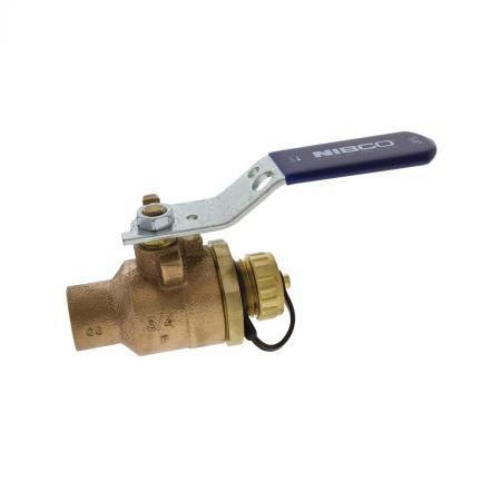 NIBCO NJ838H6 S-585-70-66-HC 1/2 x 3/4 in. DZR Bronze Full Port Solder x Hose 600 Ball Valve