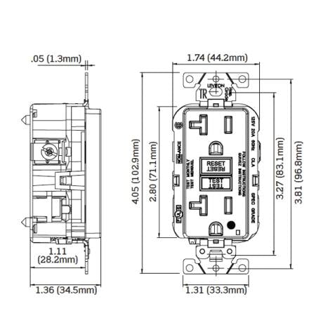 LEVITON Leviton G5362-2TW 2 Plug Marked Controlled SmartlockPro GFCI Decora Duplex Receptacle 20A (1-Pack)