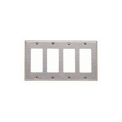 Leviton 84412-40 4-Gang Decora/GFCI Device Mount Standard Size 302 Stainless Steel Decora Wallplate