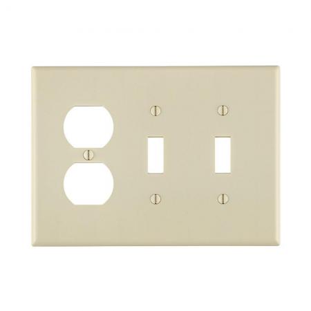 Leviton 80521-T 3-Gang 2-Toggle 1-Duplex Device Combination Wallplate Midway Size