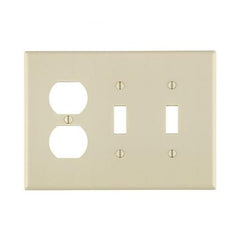 Leviton 80521-T 3-Gang 2-Toggle 1-Duplex Device Combination Wallplate Midway Size