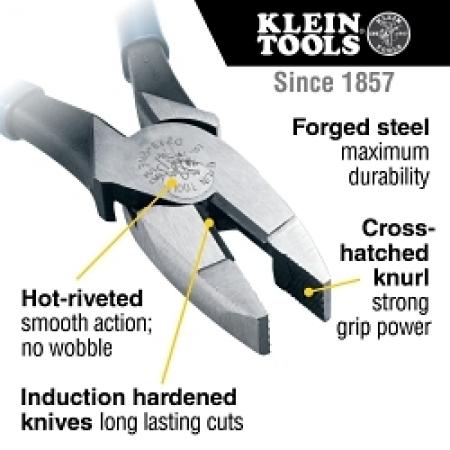 Klein Tools D213-8NE Lineman's Pliers High-Leverage 8-Inch