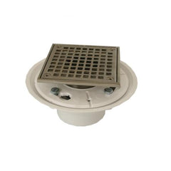 Jones Stephens D5094BN 2x3 Shower Drain With 2 Inch Spud and 4 1/4 Inch Brushed Nickel Square Strainer