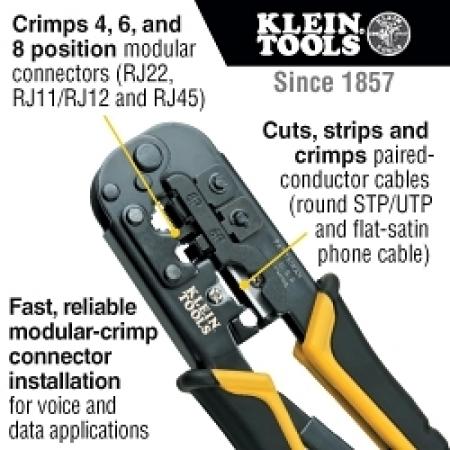 Klein Tools VDV226-011-SEN Ratcheting Modular Cutter/Stripper/Crimper