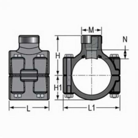 Spears 867-523SR 6X1/2 PVC CLAMP SADDLE REINFORCED FEMALE THREAD EPDM ZINC BOLT