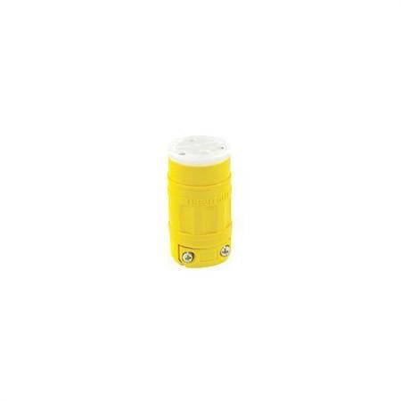 Leviton 15W49 15-Amp 250 Volt Straight Blade Industrial Grade Connector Grounding Wetguard Yellow