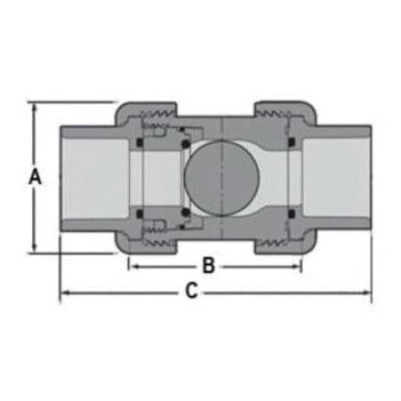 Spears 4522-025 2-1/2 PVC TU2K IND Ball Check Socket EPDM