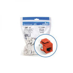 Leviton 61110-BO6 eXtreme CAT6 QuickPort Jack QuickPack, 25-Pack, Orange