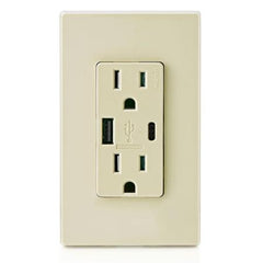 Leviton T5633-I Combination USB Charger Duplex Receptacle 15 Amp 125 Volt