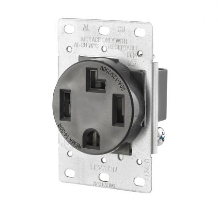 Leviton 278-S00 Receptacle 30A 125/250V 3P4W NEMA 14-30R Black