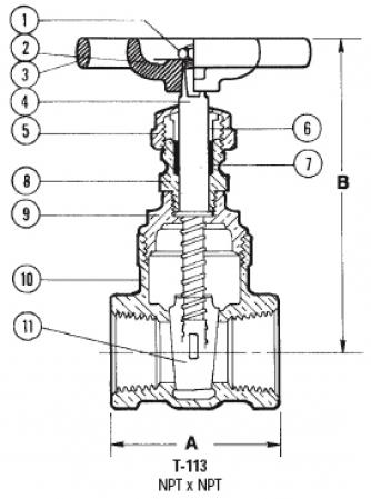 NIBCO NL0J00A T113 1 Threaded Bronze Gate Valve 125SWP/200CWP