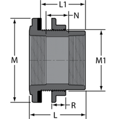 CAI - SPEARS 8172-020 PVC Bulkhead Tank Fitting 2 FNPT x Socket