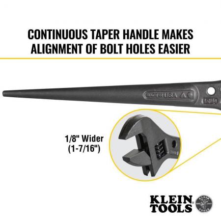 Klein Tools 3227 Adjustable Spud Wrench 1-7/16-Inch Tether Hole, 10-Inch