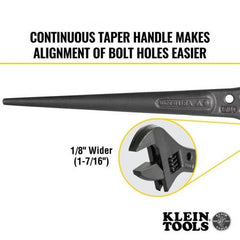 Klein Tools 3227 Adjustable Spud Wrench 1-7/16-Inch Tether Hole, 10-Inch