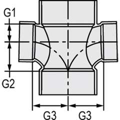 Spears P429-420 PVC DWV Reducing Double Sanitary Tee 4x4x2x2