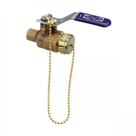 NIBCO NS58570HCF S-585-70-HC 3/4 in. Bronze Ball Valve Full Port 600 psi with Cap and Chain Replacement NJ83808