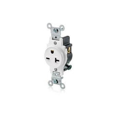 Leviton 5821-W 20-Amp, 250-Volt, Narrow Body Single Receptacle, Straight Blade, Commercial Grade, Grounding, White