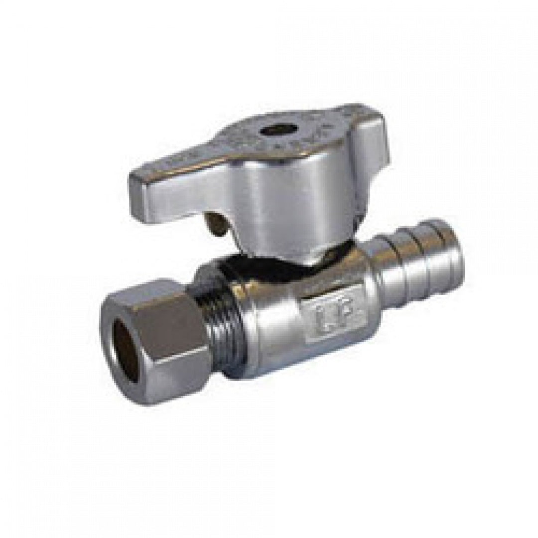 Legend Valve 114-709NL 1/2 PEX x 3/8 OD T-596NL Chrome Brass 1/4 Turn Straight Stop Valve