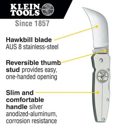 Klein Tools 44006 Lockback Knife 2-5/8 Inch Aluminum Handle