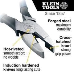 Klein Tools D213-8NE Lineman's Pliers High-Leverage 8-Inch