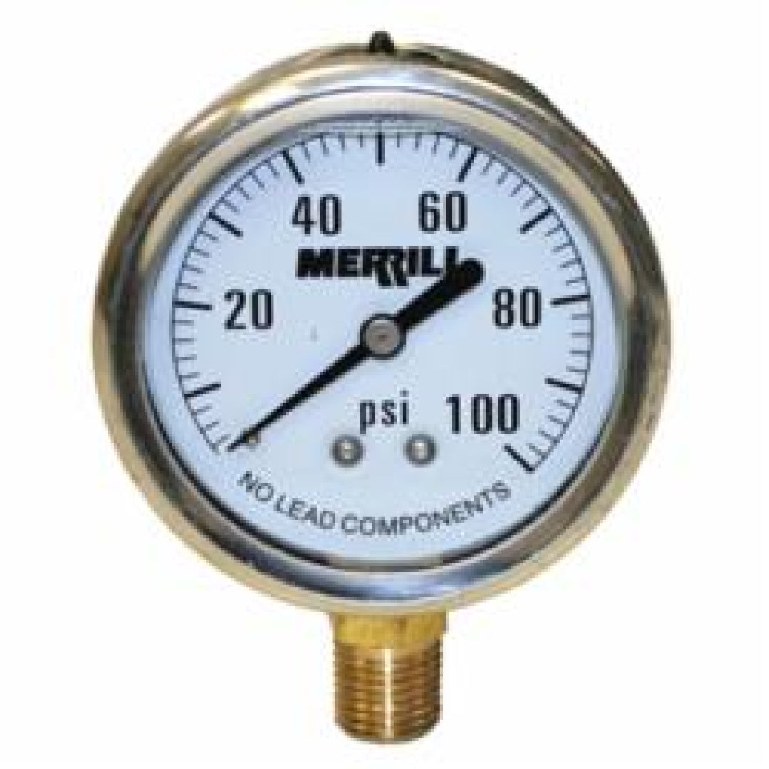 MERRILL MANUFACTURING Merrill Manufacturing PGLNL100 0-100 psi no-lead liquid filled pressure gauge (2-1/2 in dial) 25530