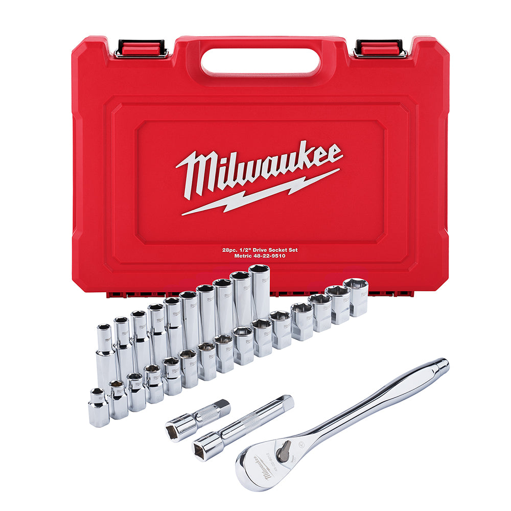 Milwaukee 48-22-9510 28 Pc. Socket Wrench Set 1/2 in Drive Metric