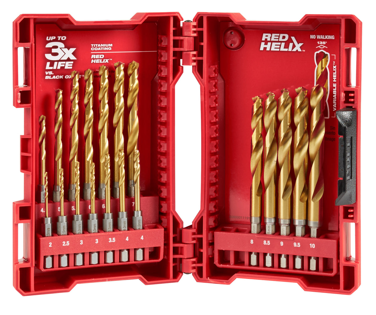 Milwaukee 48-89-4860 19-Piece Metric Titanium SHOCKWAVE Red Helix Drill Bit Kit