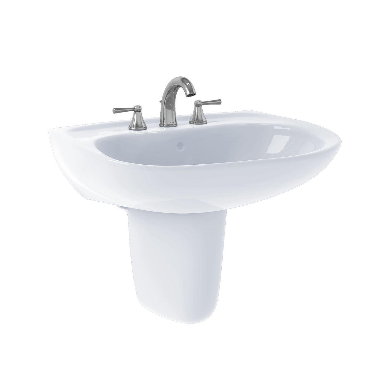 Toto LHT242.8G#01 Prominence Oval WallMount Bathroom Sink with CeFiONtect and Shroud for 8 Inch Center Faucets, Cotton White