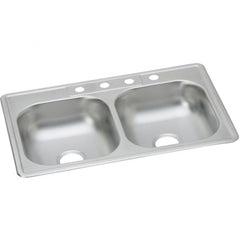 Elkay KW10233224 Dayton Stainless Steel 33 x 22 x 6-1/16 4-Hole Equal Double Bowl Drop-In Sink (10 Pack)