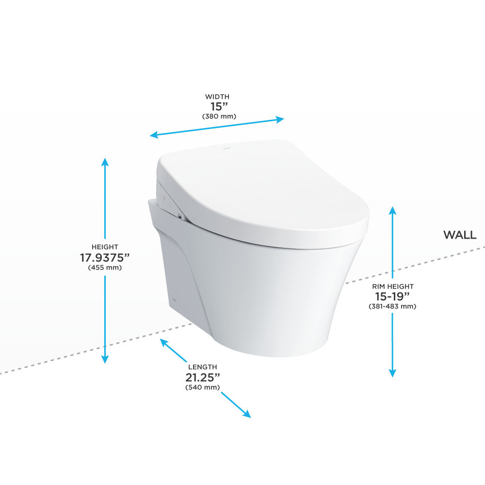 Toto CWT4263056CMFGA#MS Washlet+ AP Wall-Hung Elongated Toilet With S550E Bidet Seat And Duofit In-Wall Dual-Flush Tank System