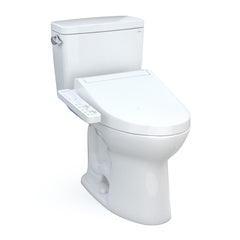 Toto MW7763074CSG01 Drake Washlet+ Two-Piece Elongated 1.6 GPF Tornado Flush Toilet with C2 Bidet Seat Cotton White MW7763074CSG01