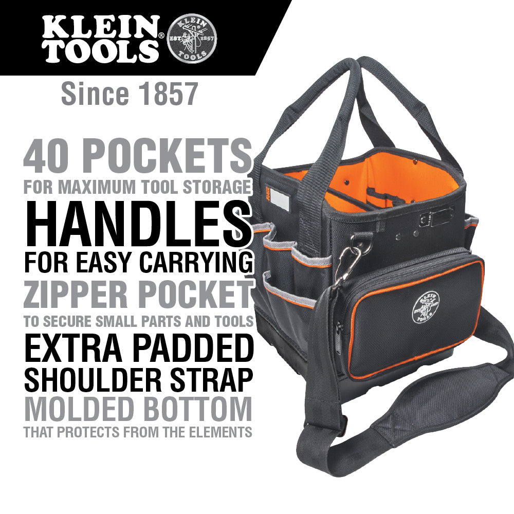 Klein 5541610-14 Tradesman Pro Organizer 10-Inch Tote 40 Pockets