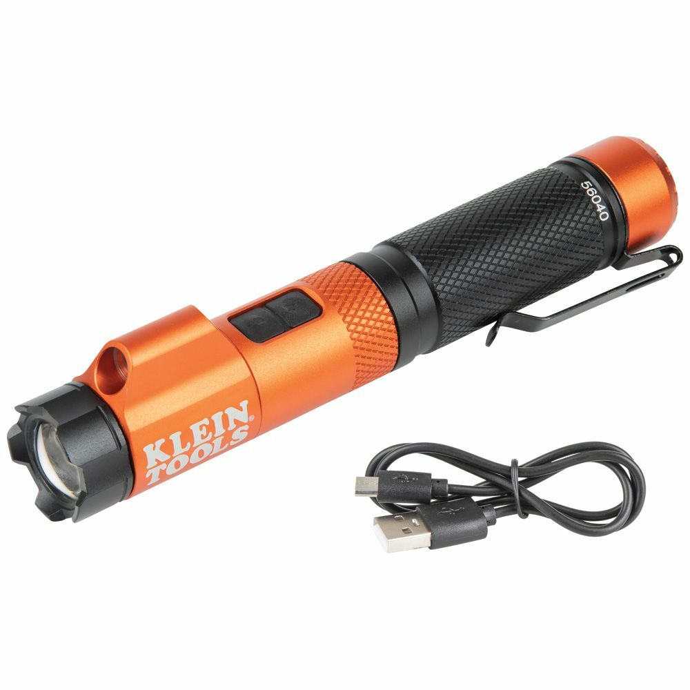 Klein Tools 56040 Rechargeable Focus Flashlight with Laser 350 Lumens, Hands-Free Use