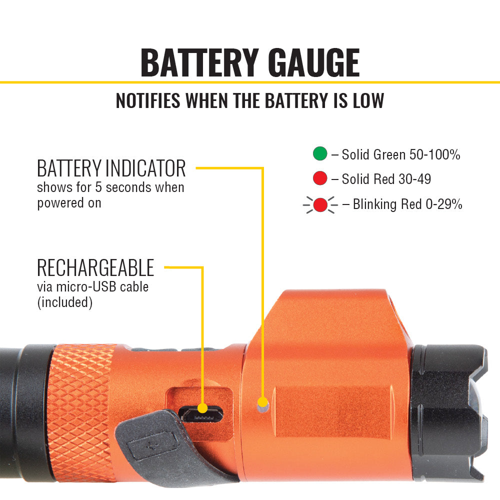 Klein Tools 56040 Rechargeable Focus Flashlight with Laser 350 Lumens, Hands-Free Use