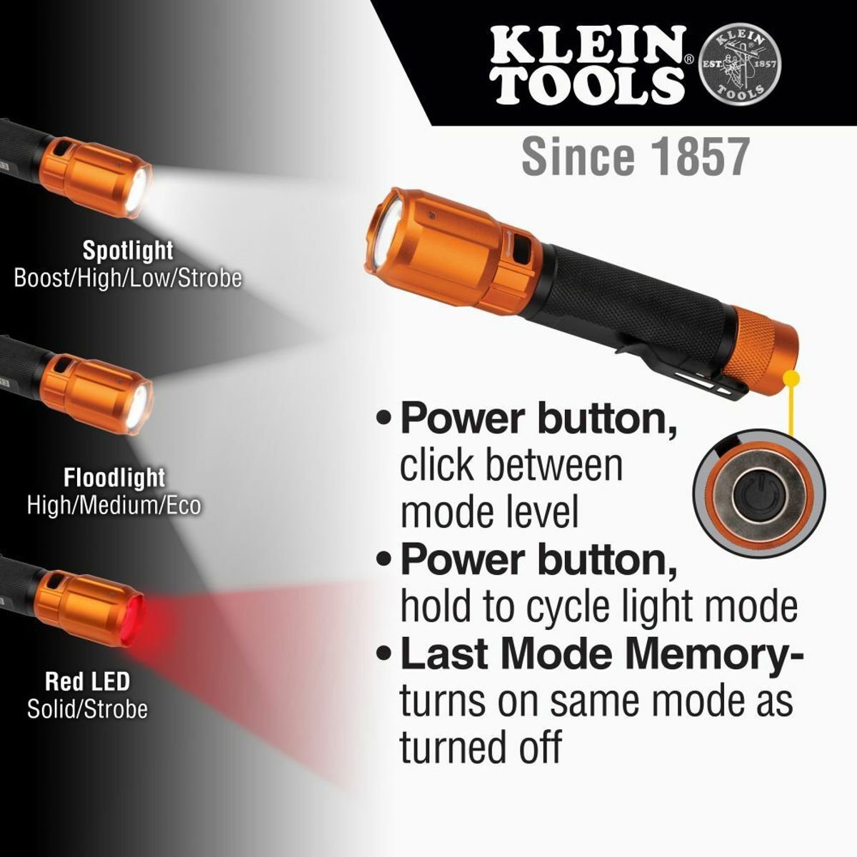 Klein Tools 56413 Rechargeable 2-Color LED Flashlight with Holster