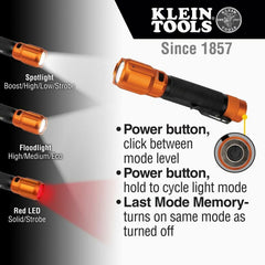 Klein Tools 56413 Rechargeable 2-Color LED Flashlight with Holster