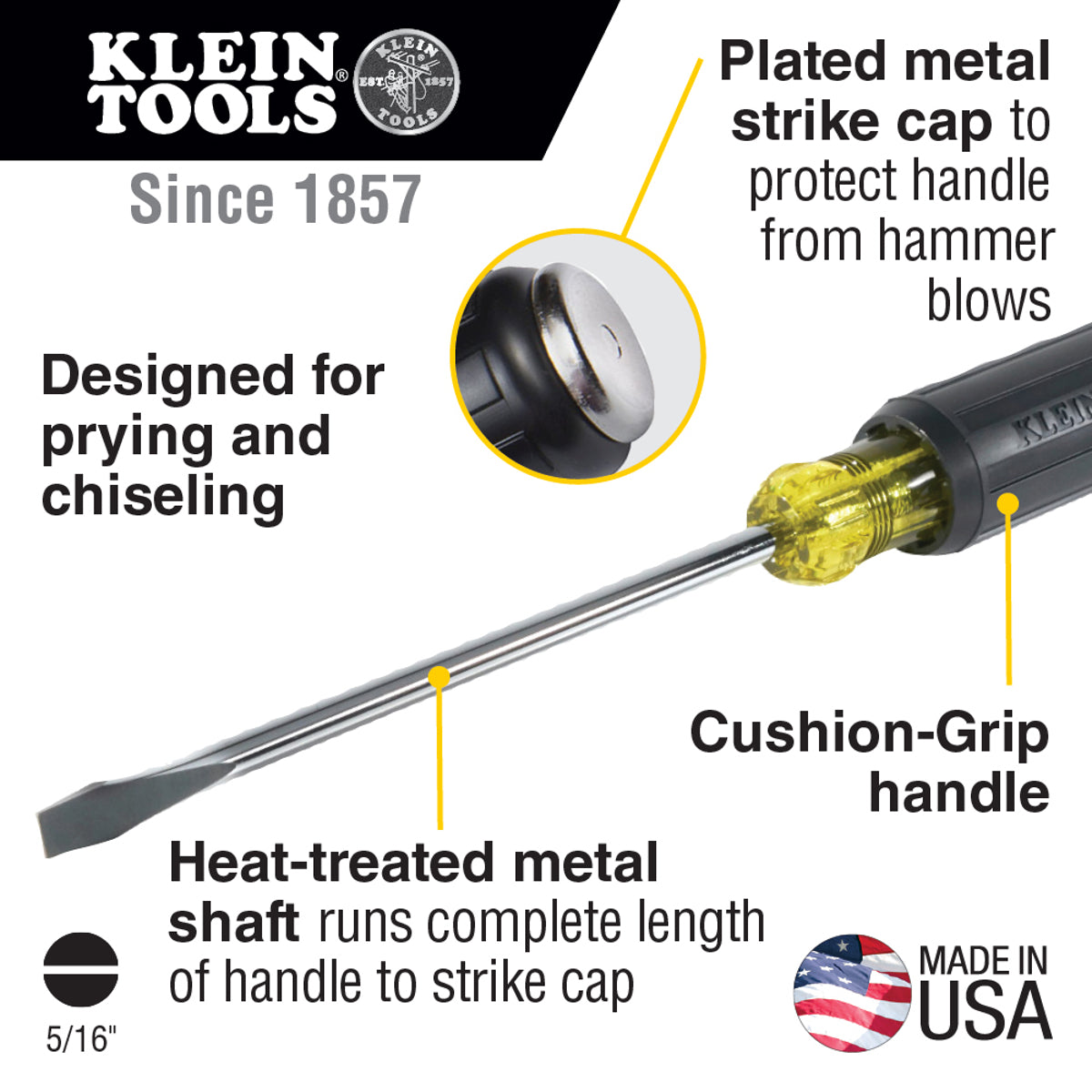 Klein 602-7DD 5/16-Inch Keystone Demolition Driver 7-Inch Shank