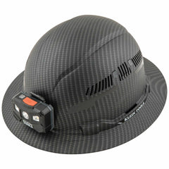 Klein Tools 60347 Hard Hat, Vented Full Brim, Class C, Premium KARBN Pattern, Rechargeable Lamp