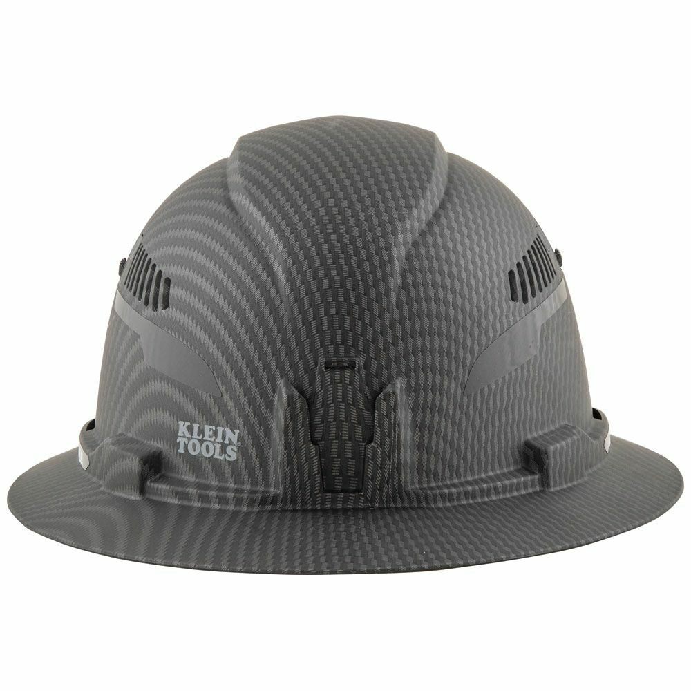 Klein Tools 60347 Hard Hat, Vented Full Brim, Class C, Premium KARBN Pattern, Rechargeable Lamp