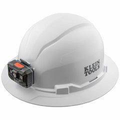 Klein Tools 60406RL Hard Hat Non-vented Full Brim with Rechargeable Headlamp White