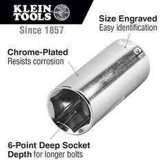 Klein 65711 7/16-Inch Deep 6-Point Socket, 3/8-Inch Drive