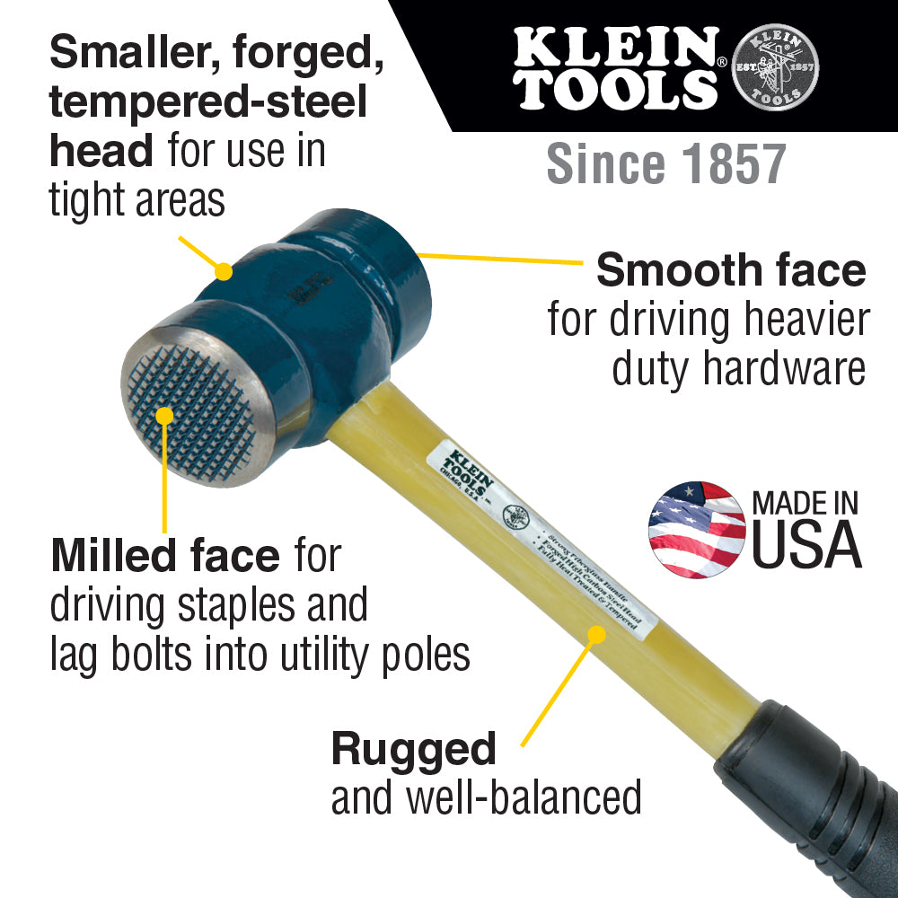 Klein Tools 809-36MF Lineman's Milled-Face Hammer