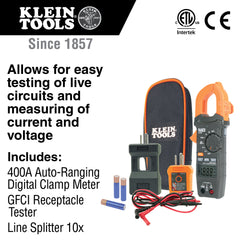 Klein CL120KIT Clamp Meter Electrical Test Kit 400A at 600V AC/DC